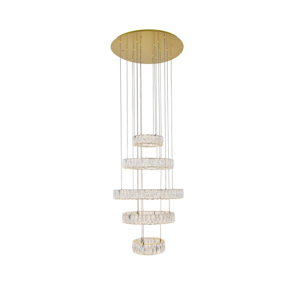 Monroe Integrated LED chip light gold Chandelier Clear Royal Cut Crystal. Picture 1