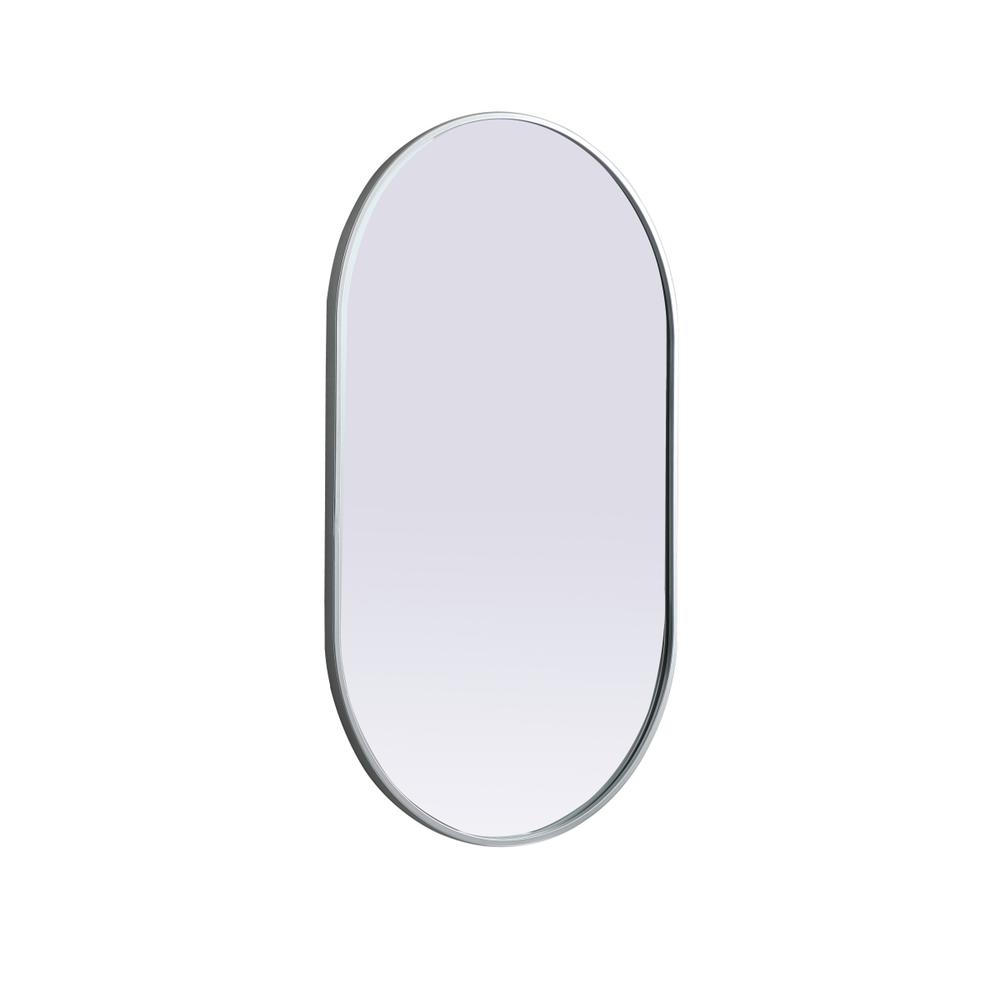 Metal Frame Oval Mirror 24x40 Inch in Silver. Picture 7