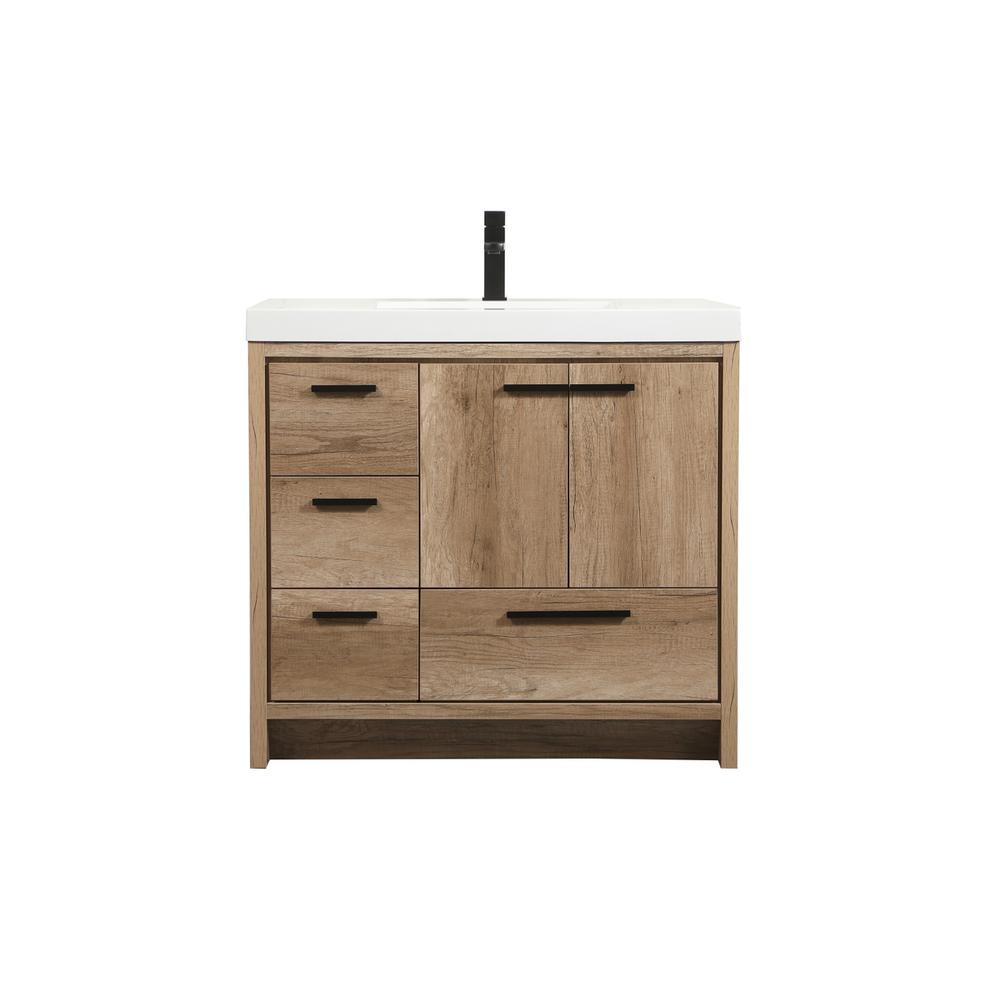36 inch Single bathroom vanity in natural oak. Picture 1