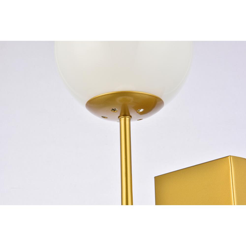 Neri 2 lights brass and white glass wall sconce. Picture 5