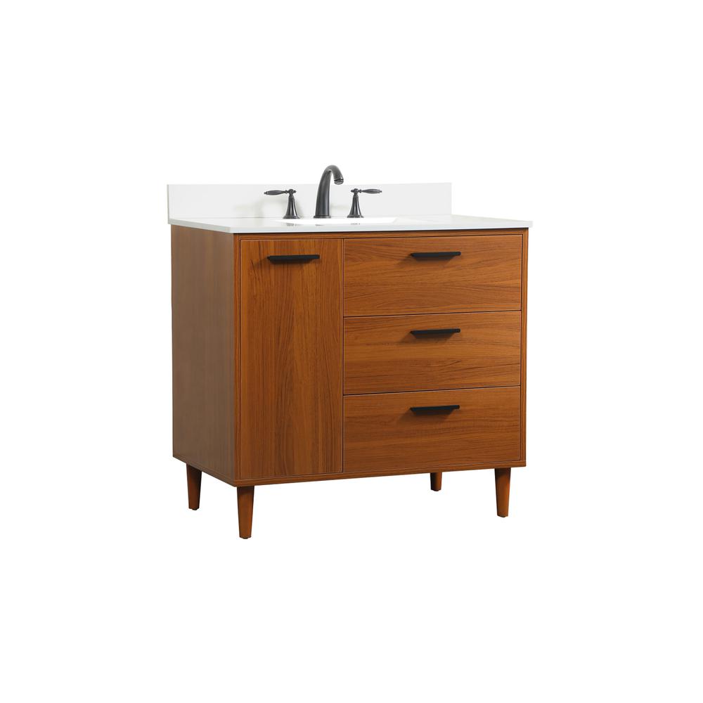 36 inch bathroom vanity in Teak with backsplash. Picture 7