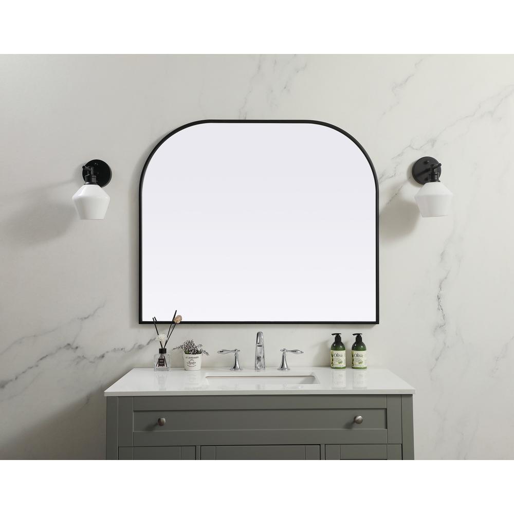 Metal Frame Arch Mirror 40x34 Inch in Black. Picture 9