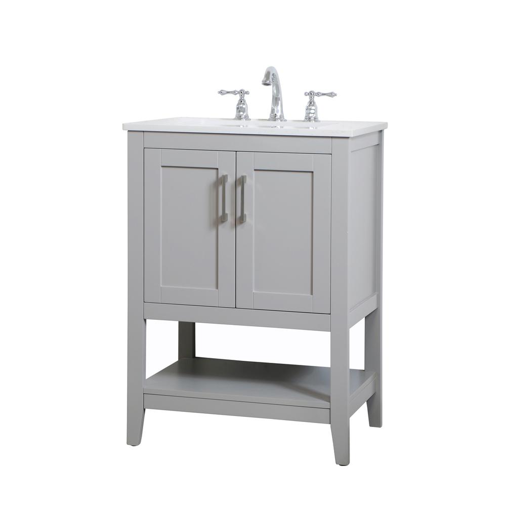 24 inch Single Bathroom Vanity in Grey. Picture 6