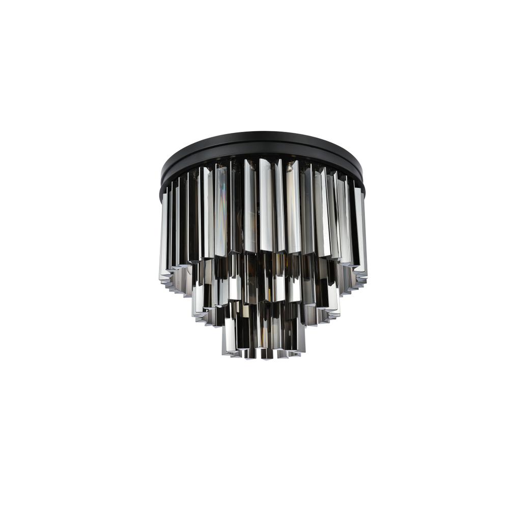 Sydney 9 light Matte Black Flush Mount Silver Shade (Grey) Royal Cut Crystal. Picture 6