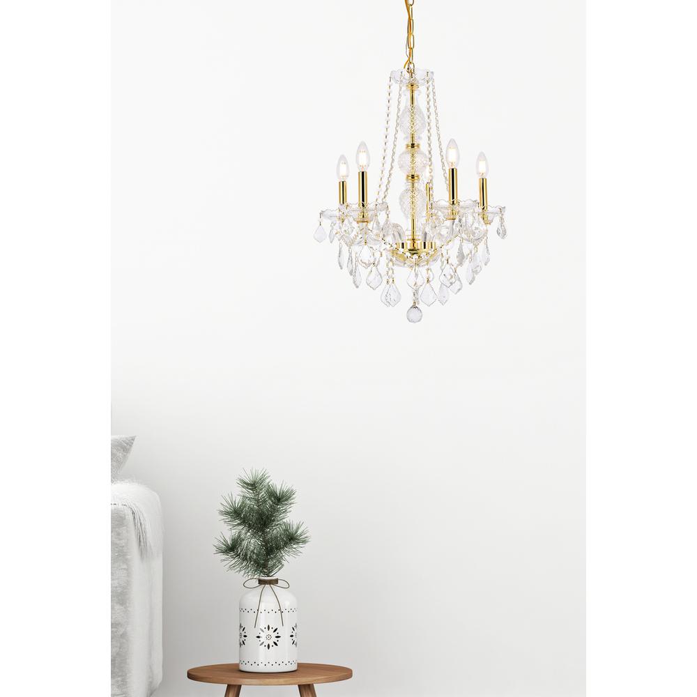 Verona 5 light Gold Chandelier Clear Royal Cut Crystal. Picture 7