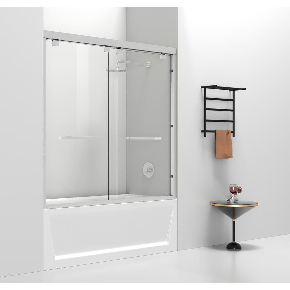 Semi-frameless tub door 60 x 60 Brushed Nickel. Picture 3