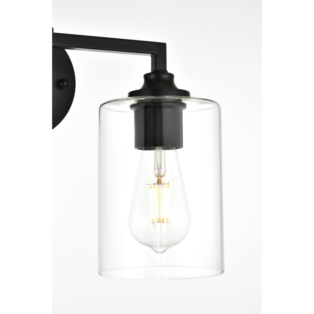 Mayson 2 light Black and Clear Bath Sconce. Picture 4