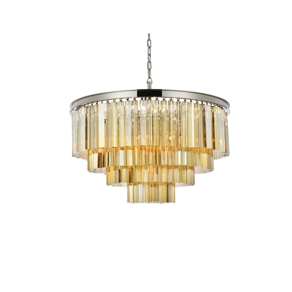 Sydney 17 light polished nickel Chandelier Golden Teak (Smoky) Royal Cut Crystal. Picture 2