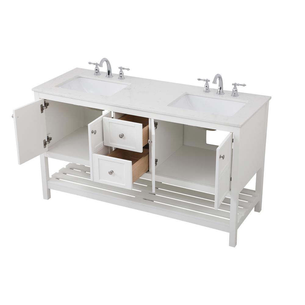 60 inch Single Bathroom Vanity in White. Picture 8