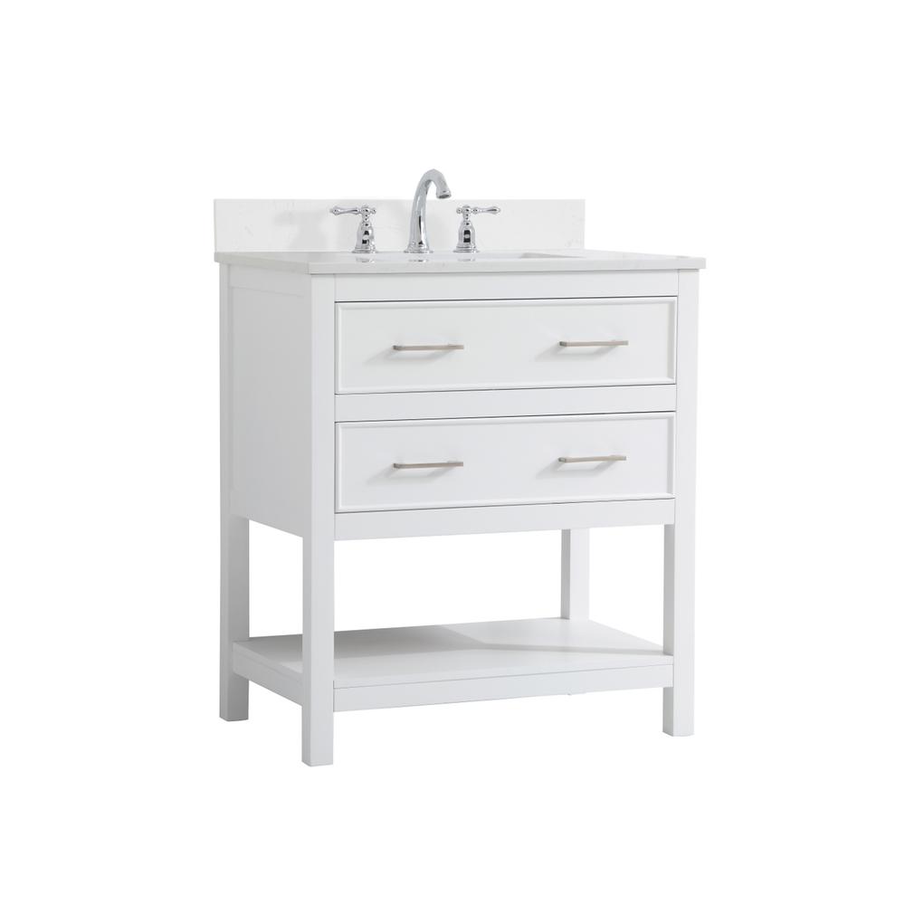 30 inch Single Bathroom Vanity in White with Backsplash. Picture 7