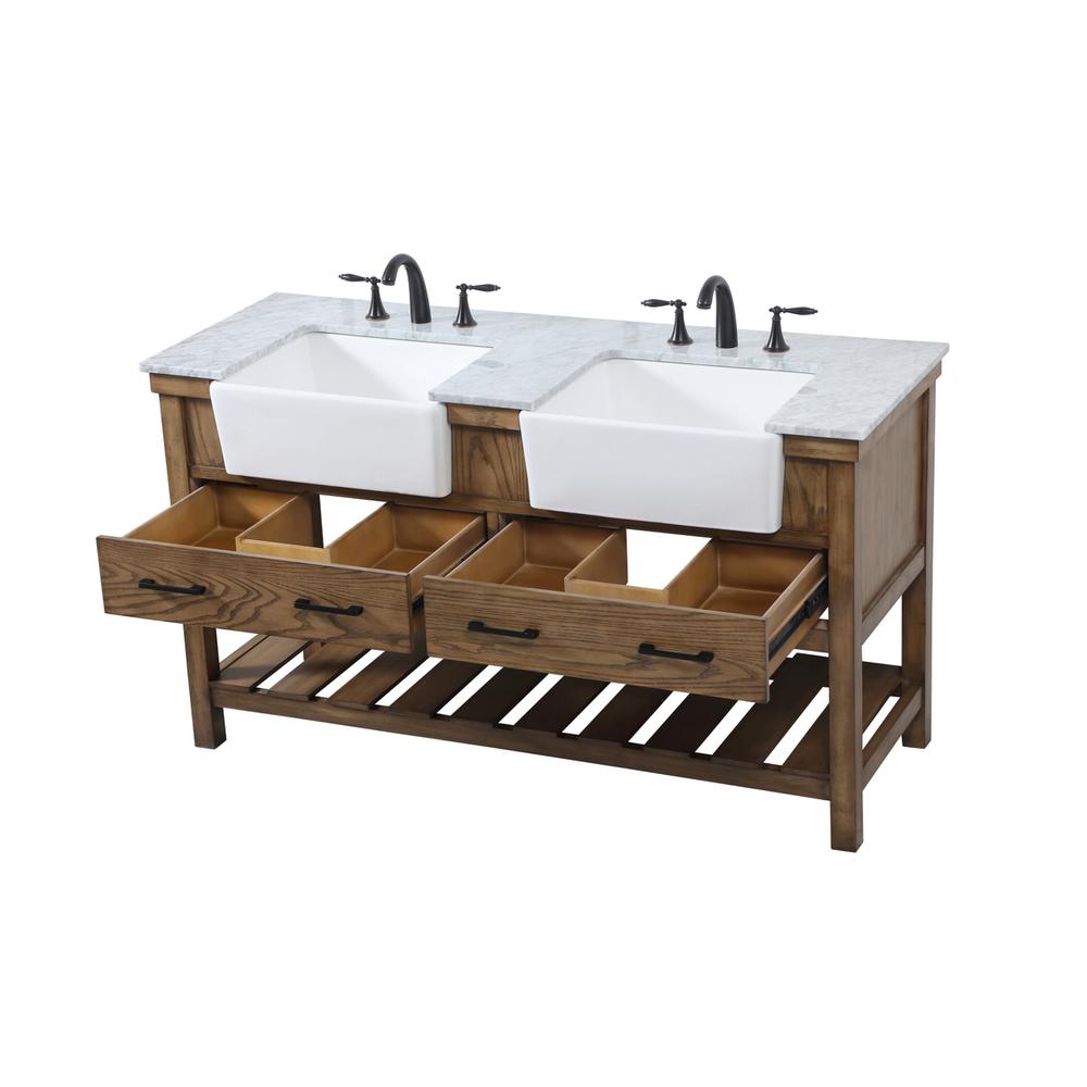 60 inch double bathroom vanity in driftwood. Picture 9