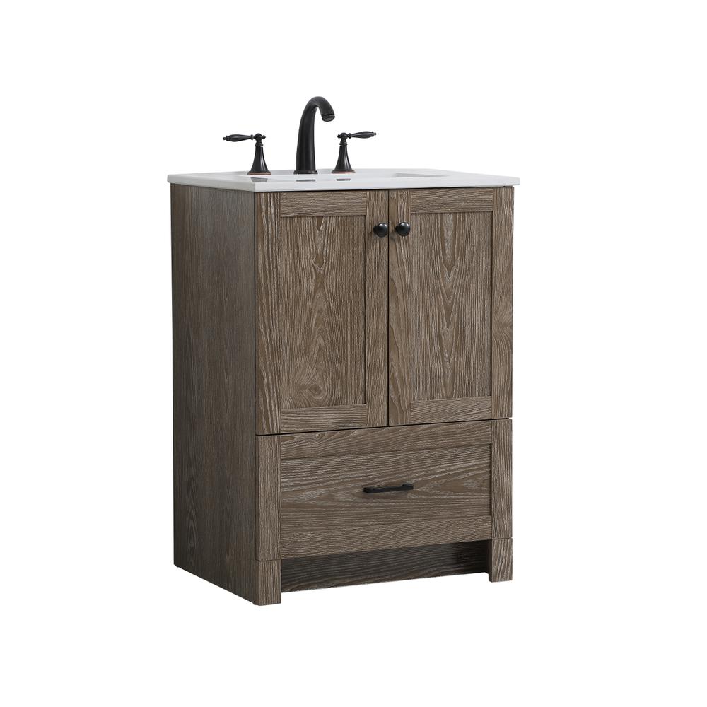 24 inch Single Bathroom Vanity in Weathered oak. Picture 6