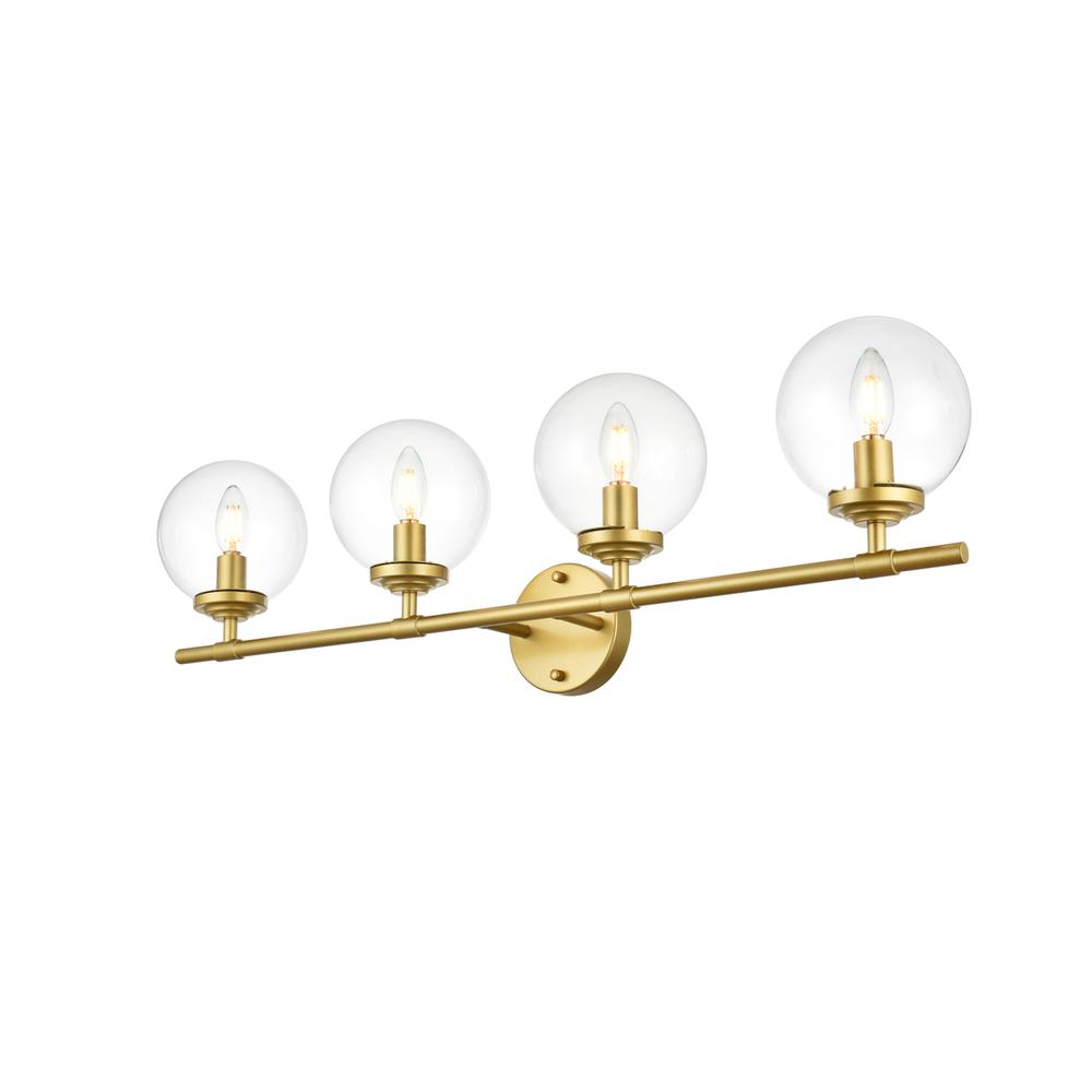 Ingrid 4 light Brass and Clear Bath Sconce. Picture 2