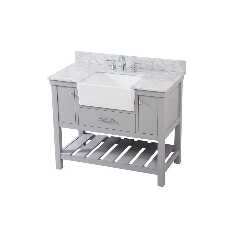 42 inch Single bathroom vanity in grey with backsplash. Picture 8