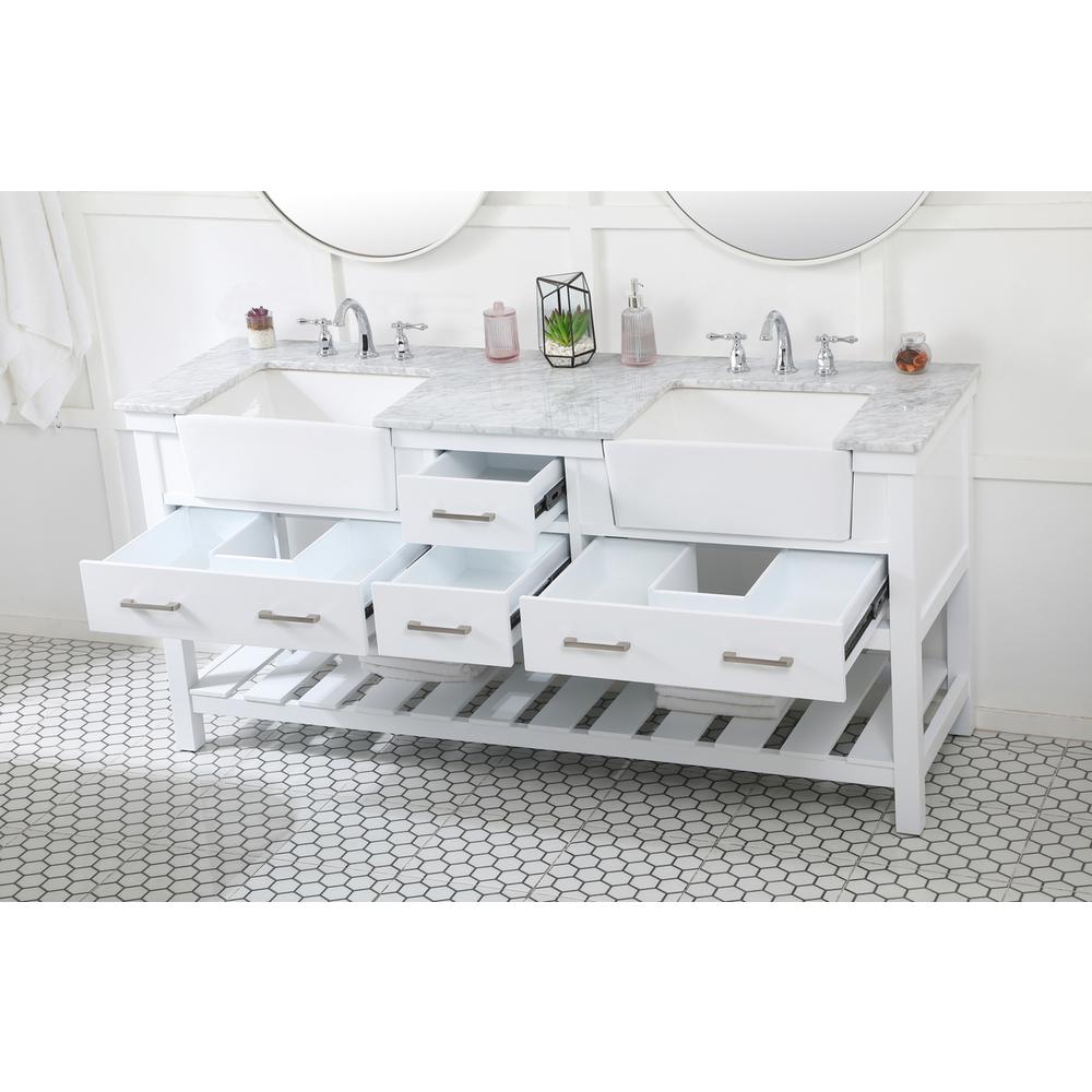72 inch double bathroom vanity in white. Picture 3
