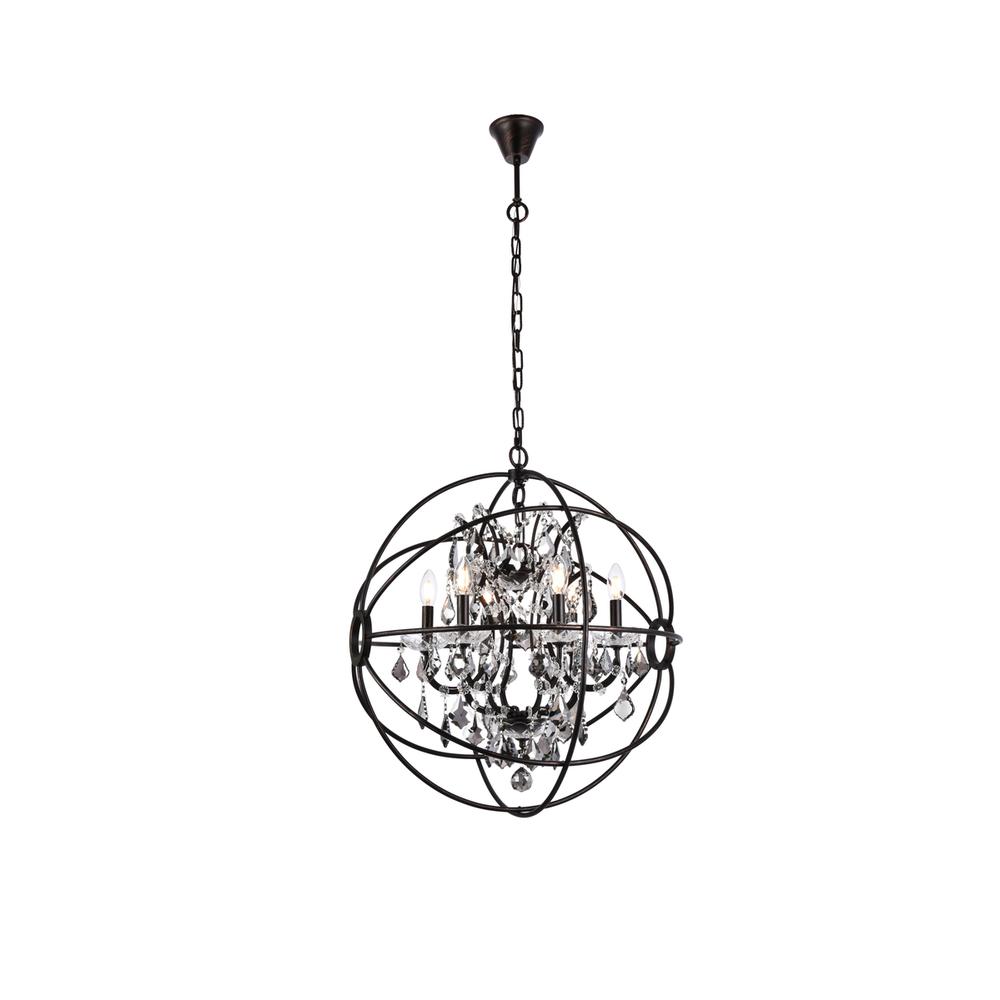 Geneva 6 light Dark Bronze Chandelier Silver Shade (Grey) Royal Cut crystal. Picture 1