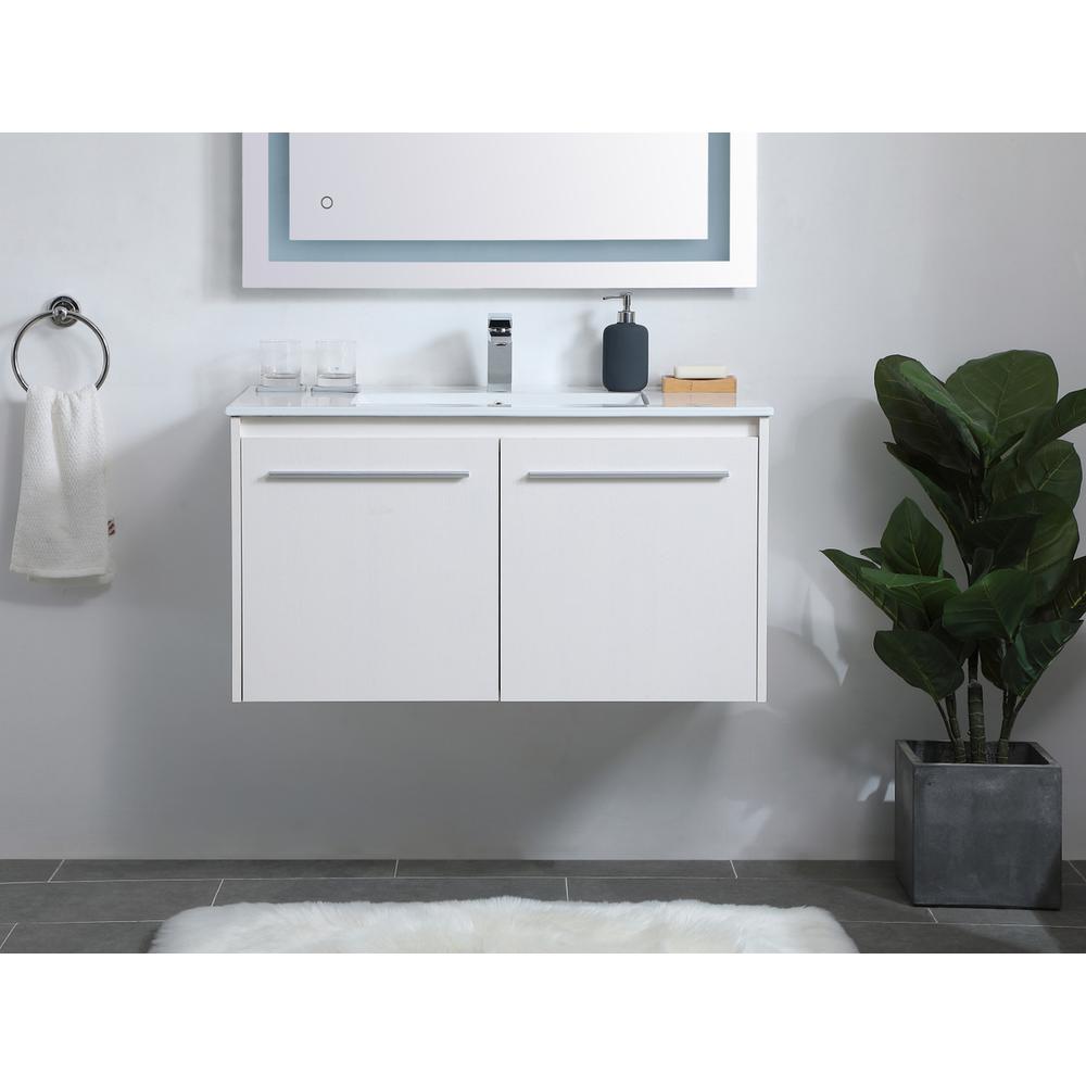 36 inch  Single Bathroom Floating Vanity in White. Picture 13