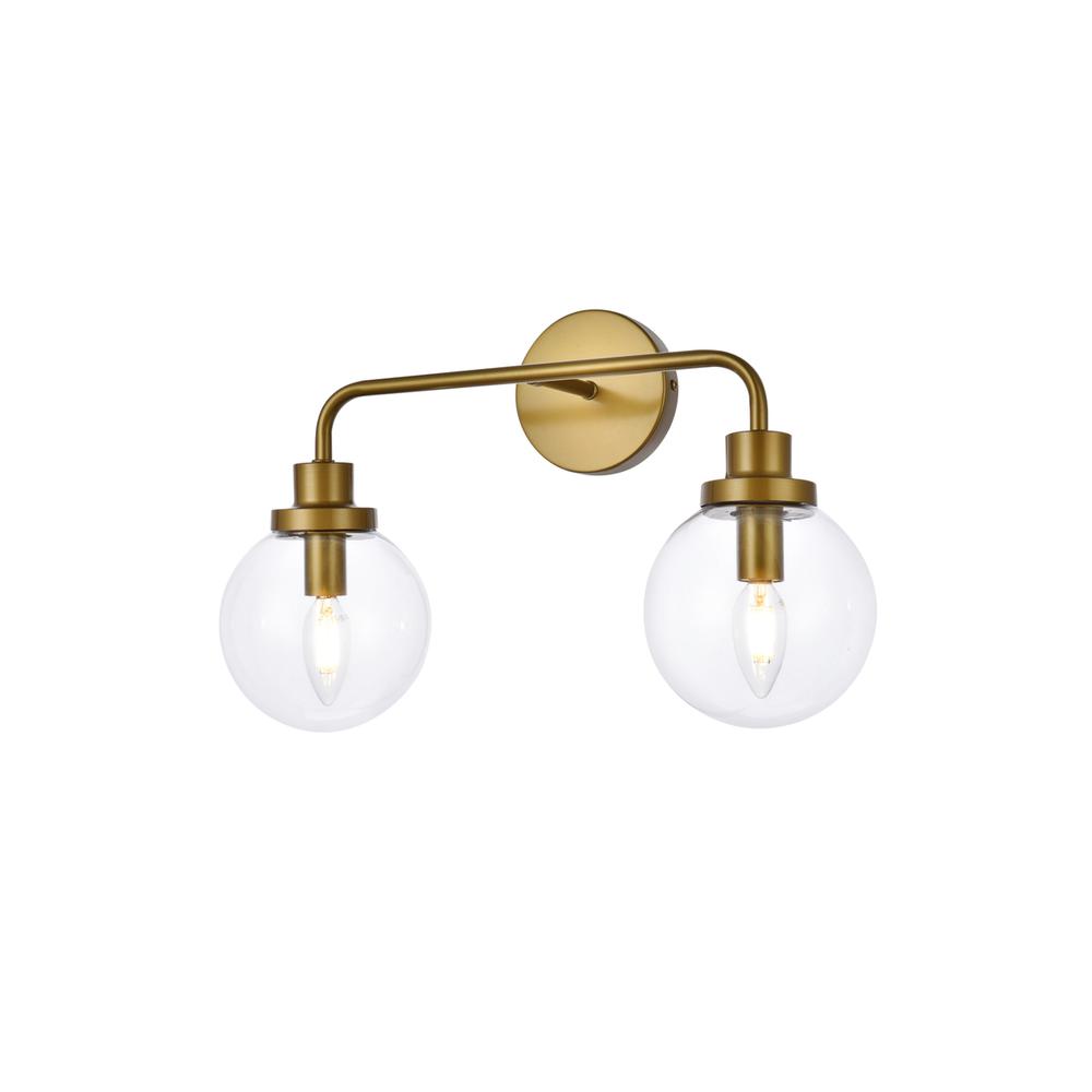 Hanson 2 lights bath sconce in brass with clear shade. Picture 2