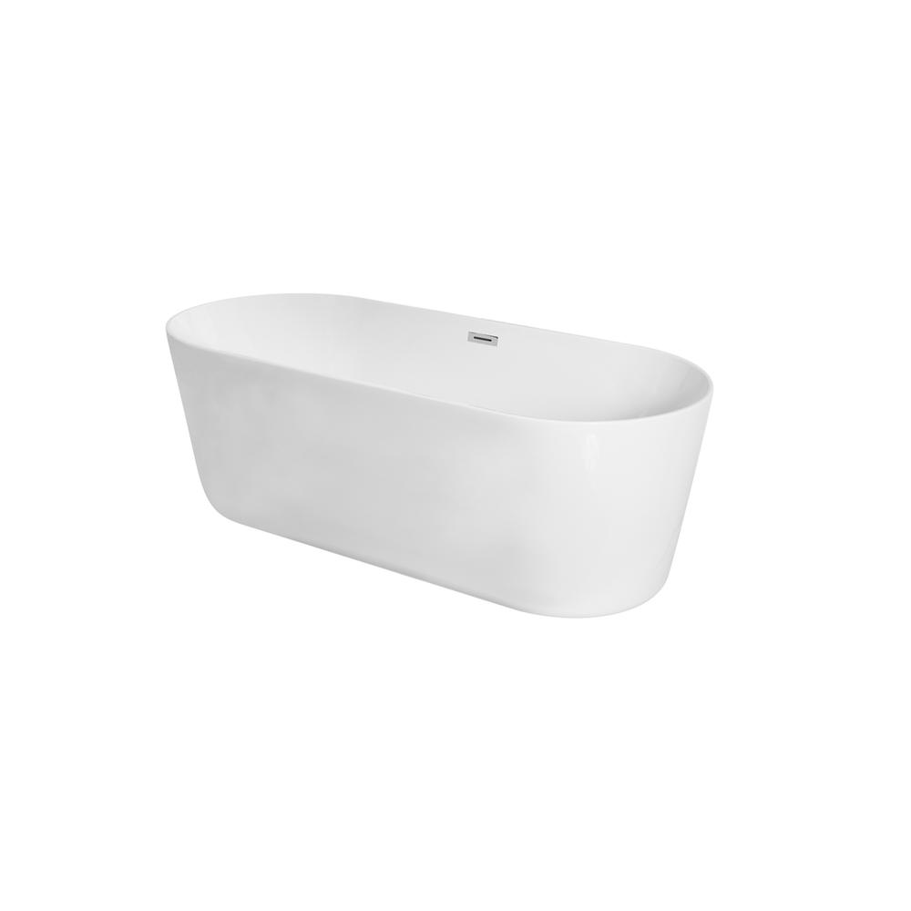 71 inch soaking roll top bathtub in glossy white. Picture 7