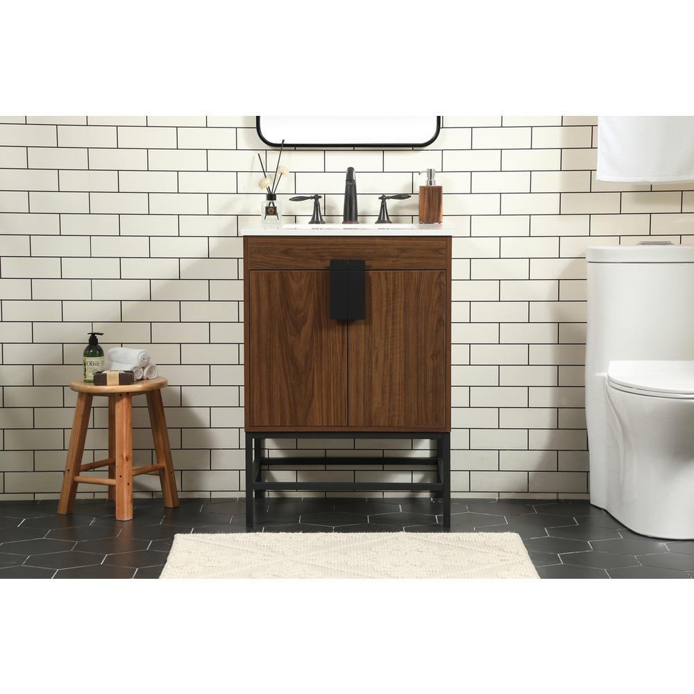 24 inch Single bathroom vanity in walnut. Picture 14