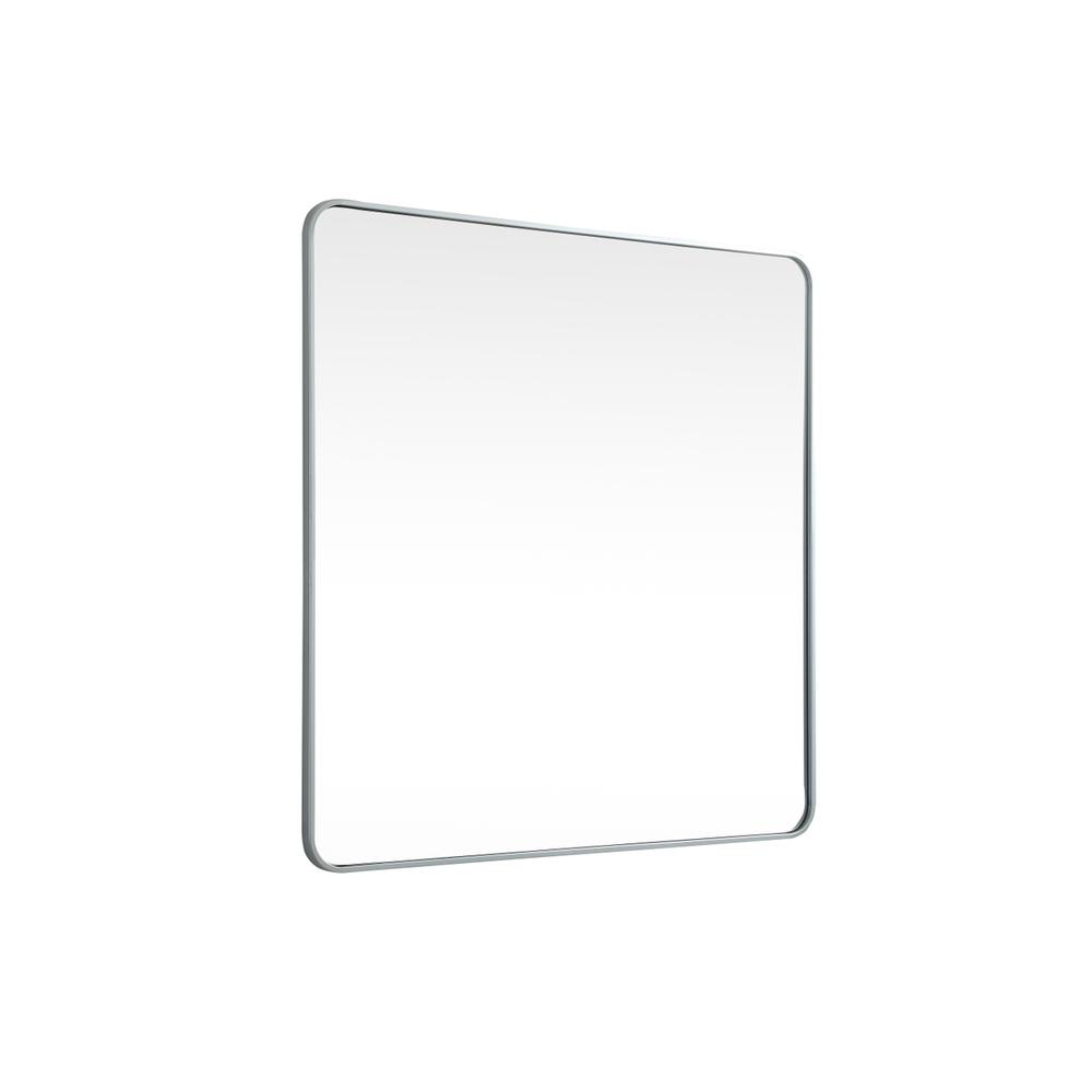 Soft corner metal square mirror 42x42 inch in Silver. Picture 7