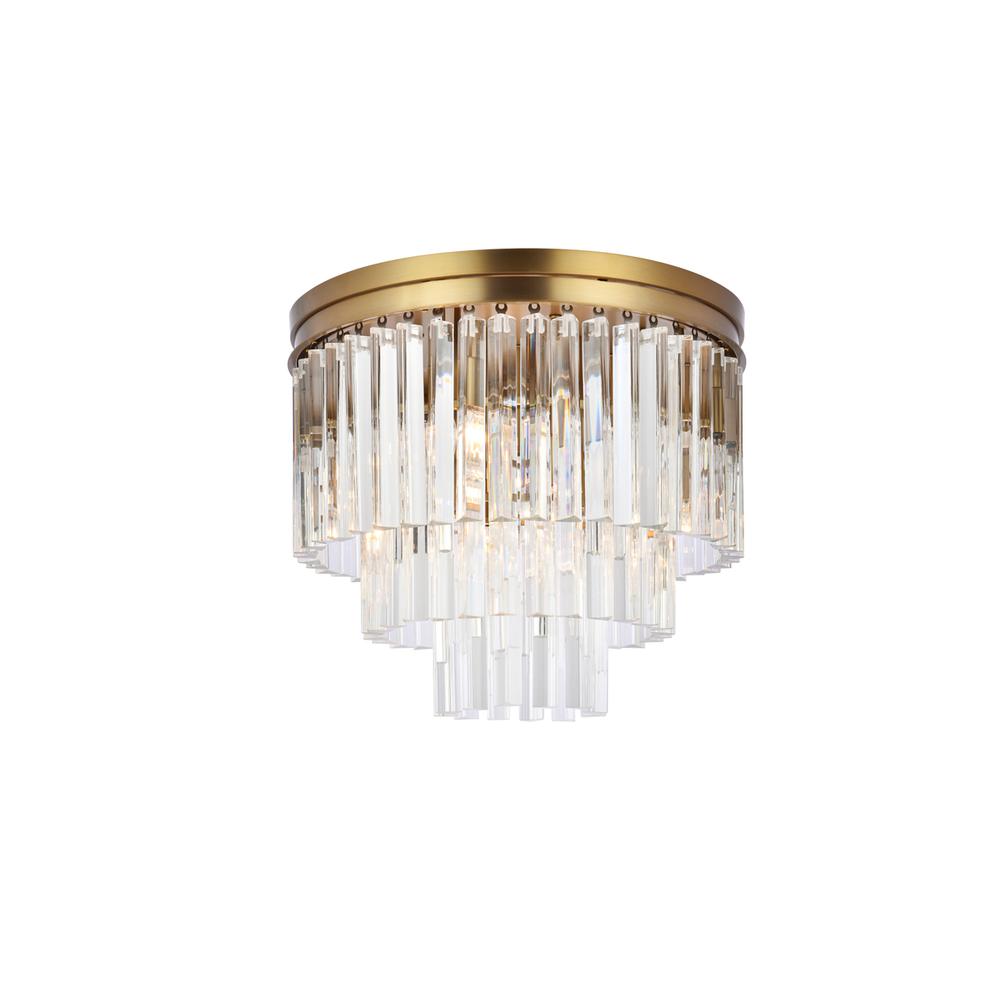 Sydney 20 inch round crystal flush mount in satin gold. Picture 1