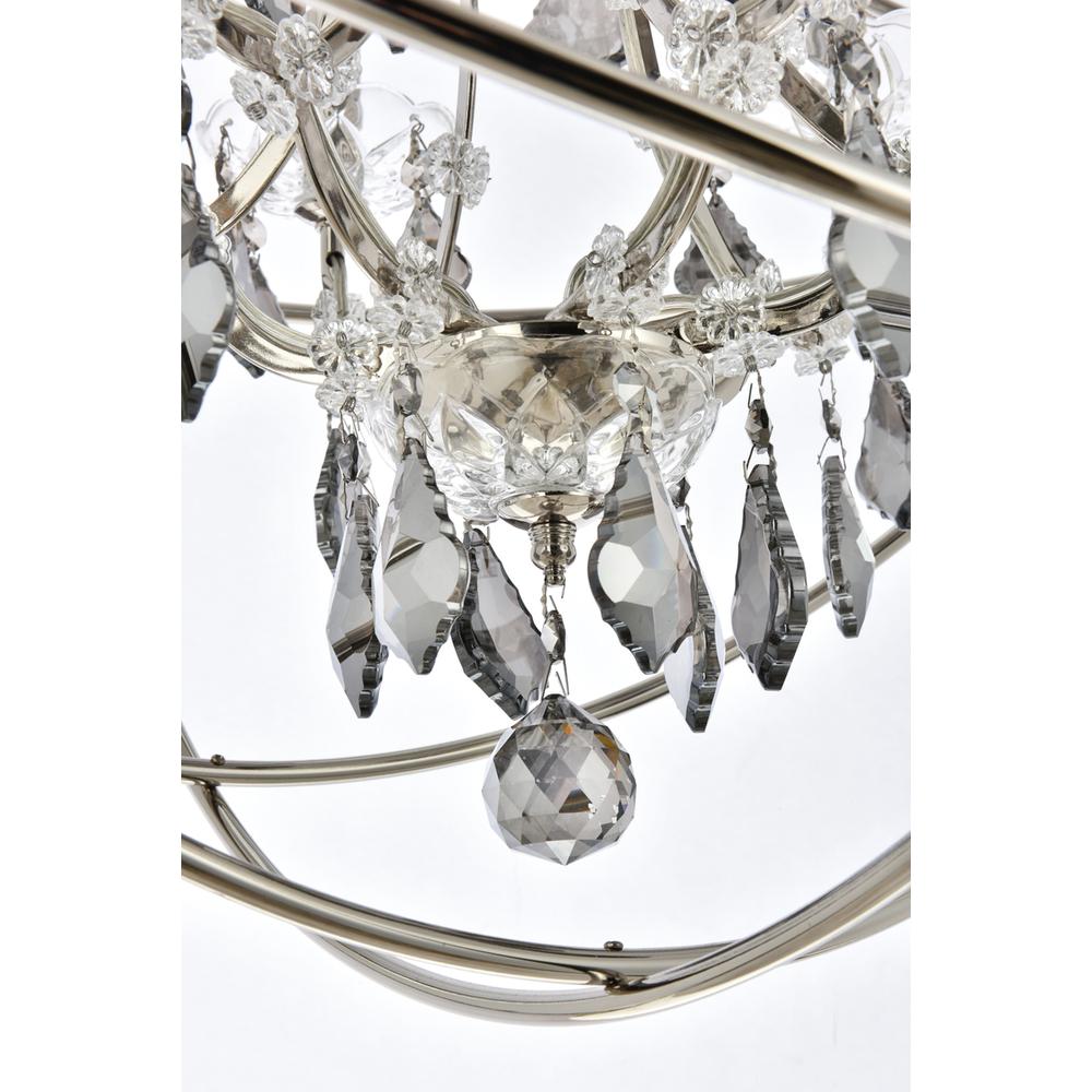 Geneva 6 light polished nickel Chandelier Silver Shade (Grey) Royal Cut crystal. Picture 5