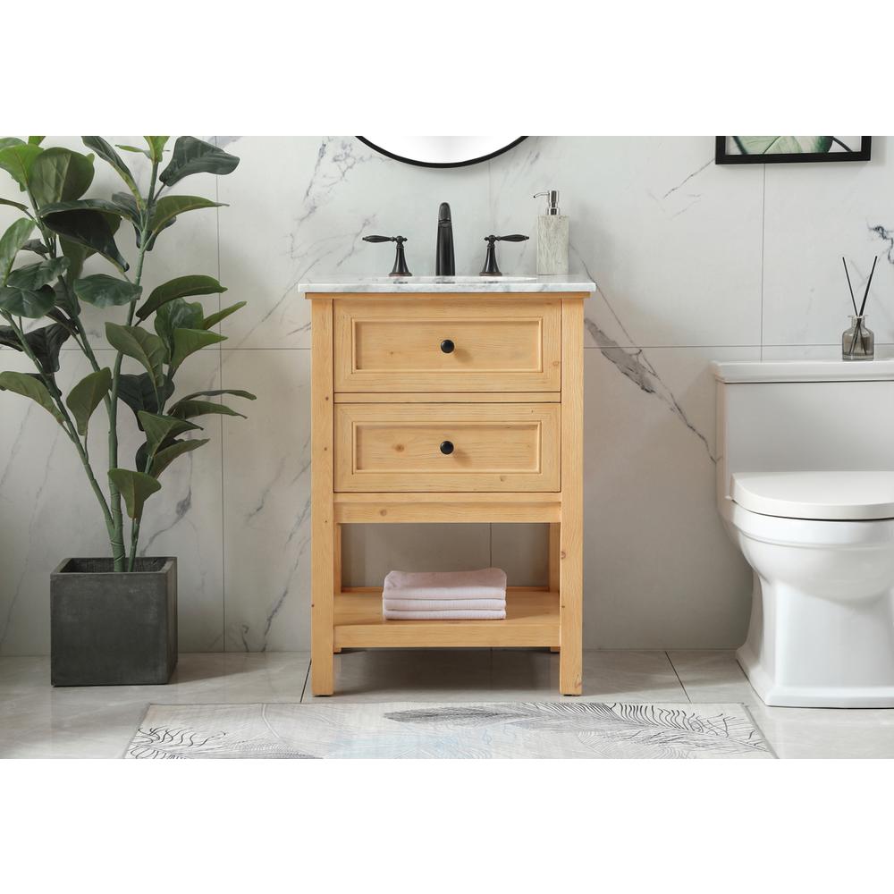 24 inch Single bathroom vanity in natural wood. Picture 14