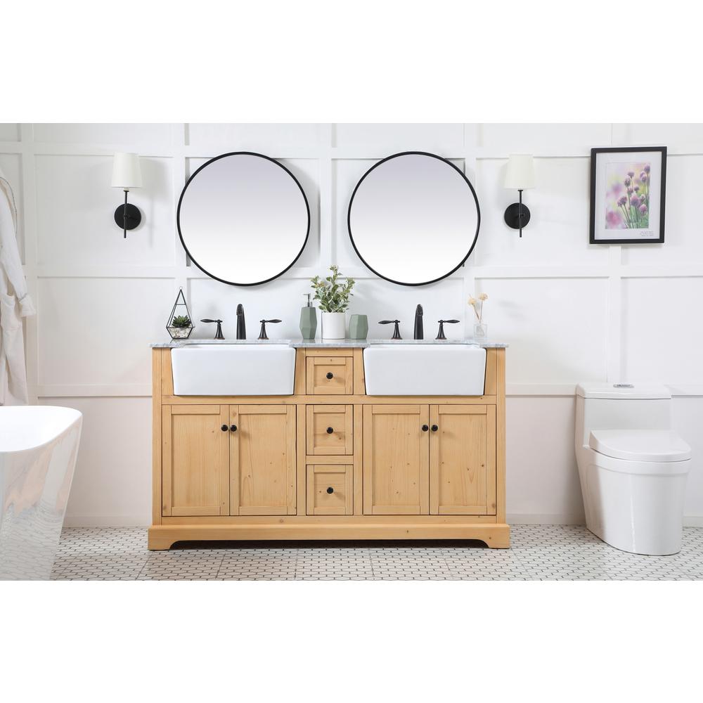 60 inch double bathroom vanity in natural wood. Picture 4