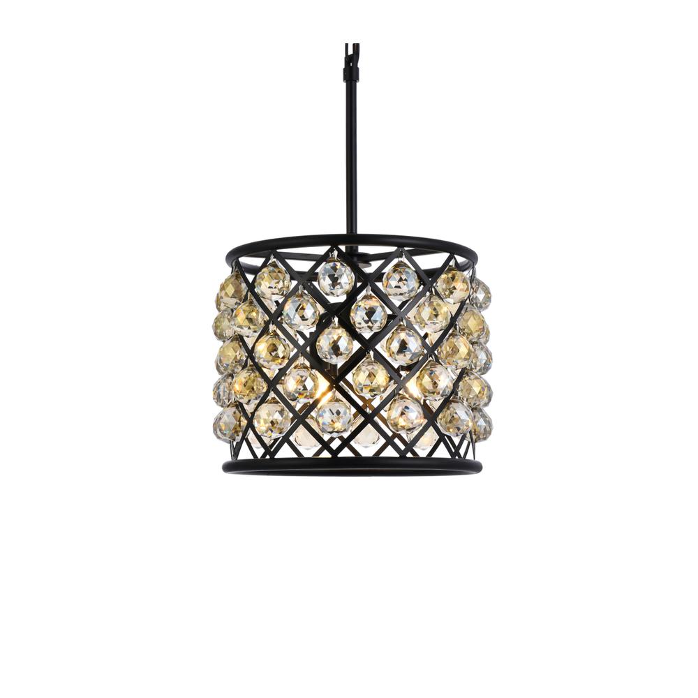 Madison 4 light Matte Black Pendant Golden Teak (Smoky) Royal Cut Crystal. Picture 7