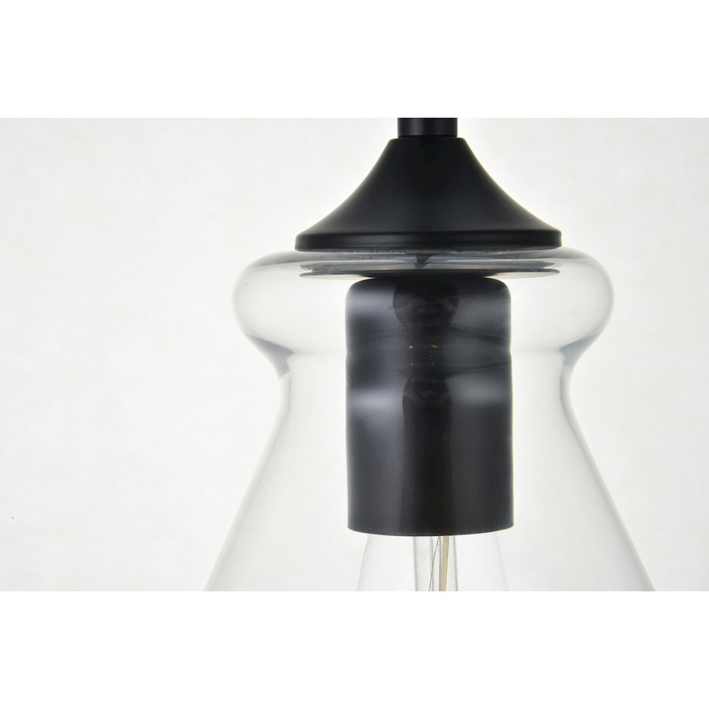 Destry 1 Light Black Plug-In Pendant With Clear Glass. Picture 5