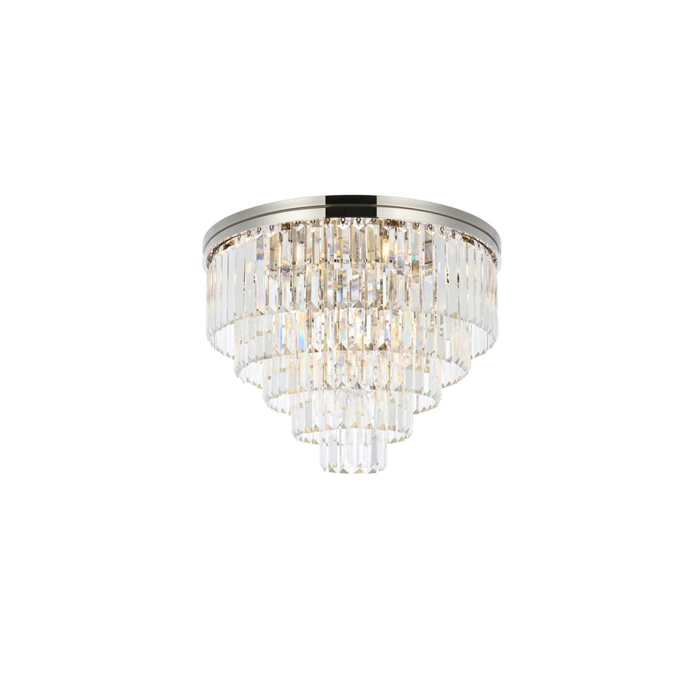 Sydney 17 light polished nickel Flush Mount Clear Royal Cut Crystal. Picture 2