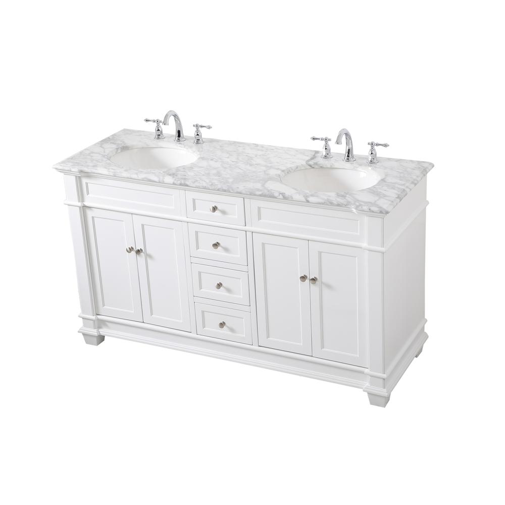 60 inch Double Bathroom Vanity set in White. Picture 8