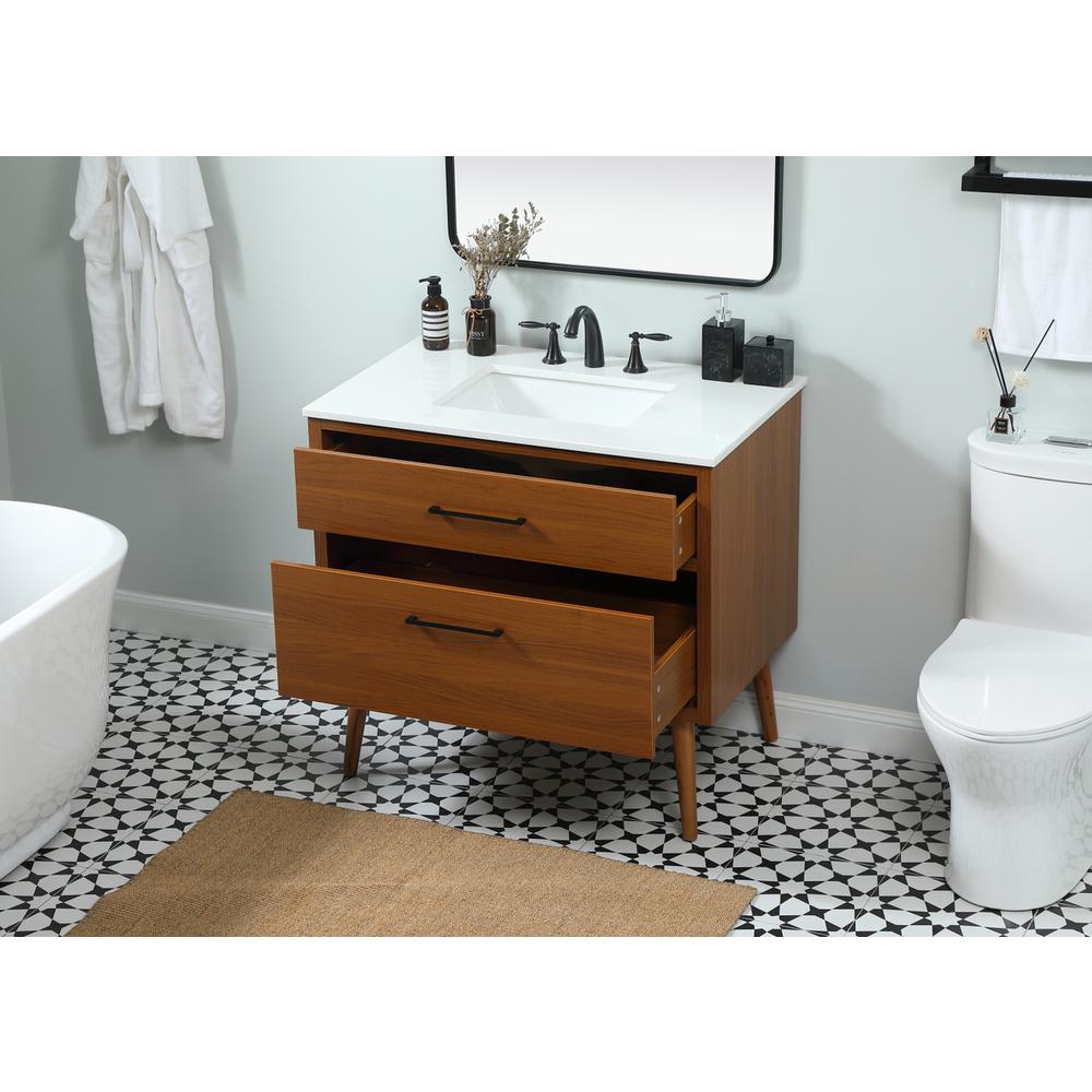 36 inch Single bathroom vanity in teak. Picture 3