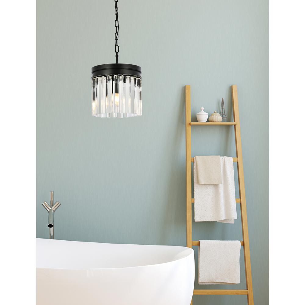 Sydney 3 light Matte Black Pendant Clear Royal Cut Crystal. Picture 8