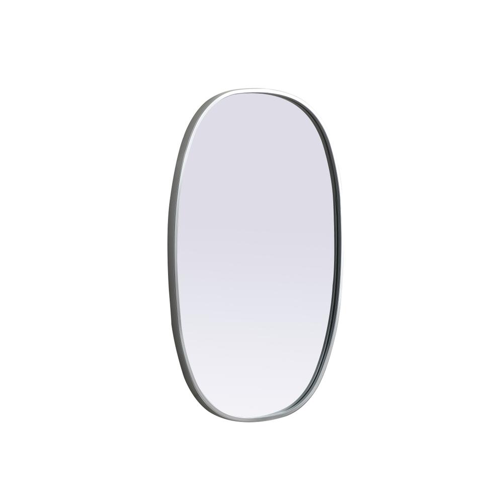 Metal Frame Oval Mirror 20x30 Inch in Silver. Picture 7