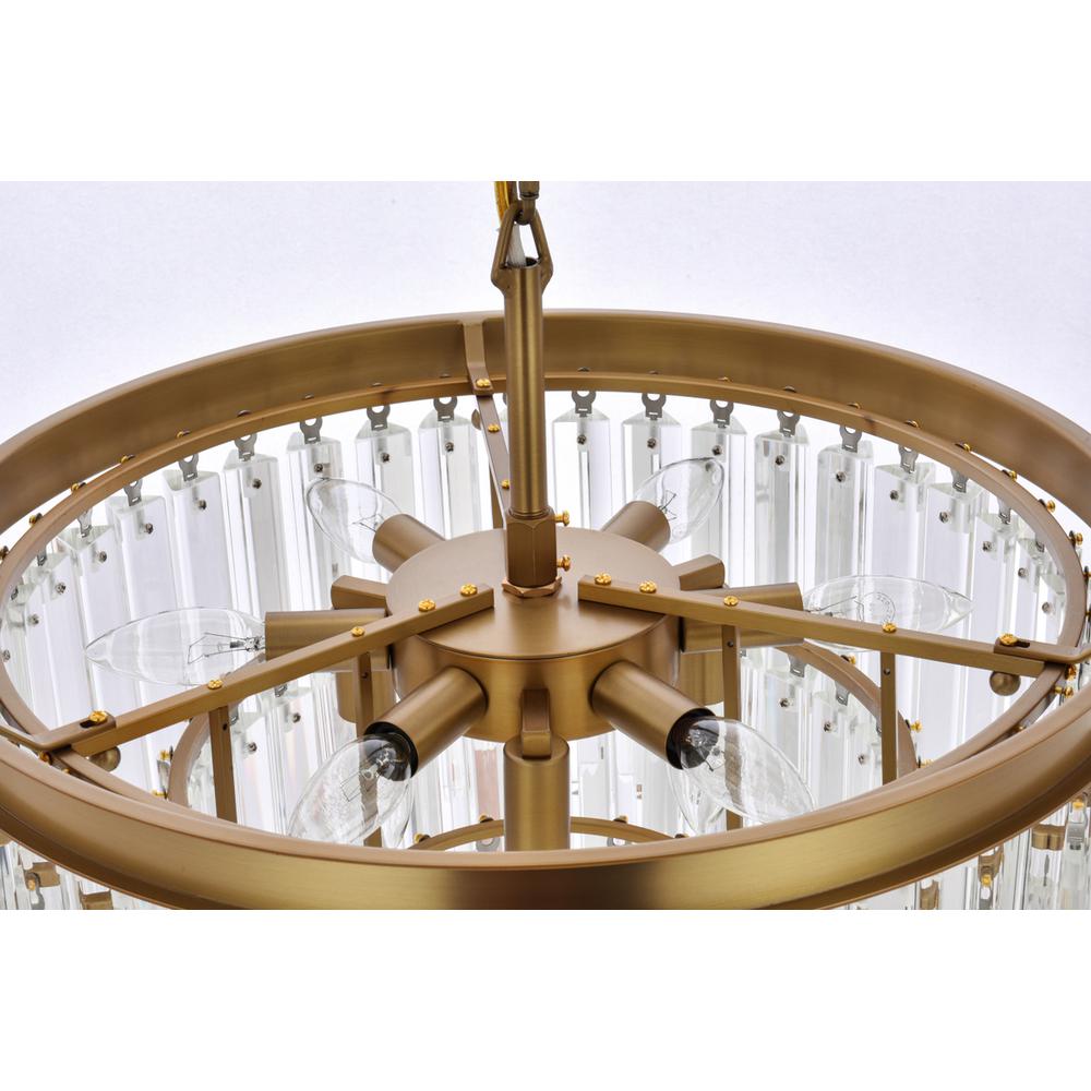 Sydney 20 inch round crystal chandelier in satin gold. Picture 4