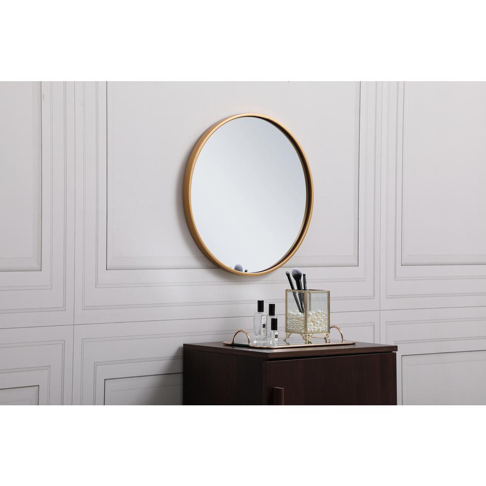 Metal frame round mirror 18 inch in Brass. Picture 2