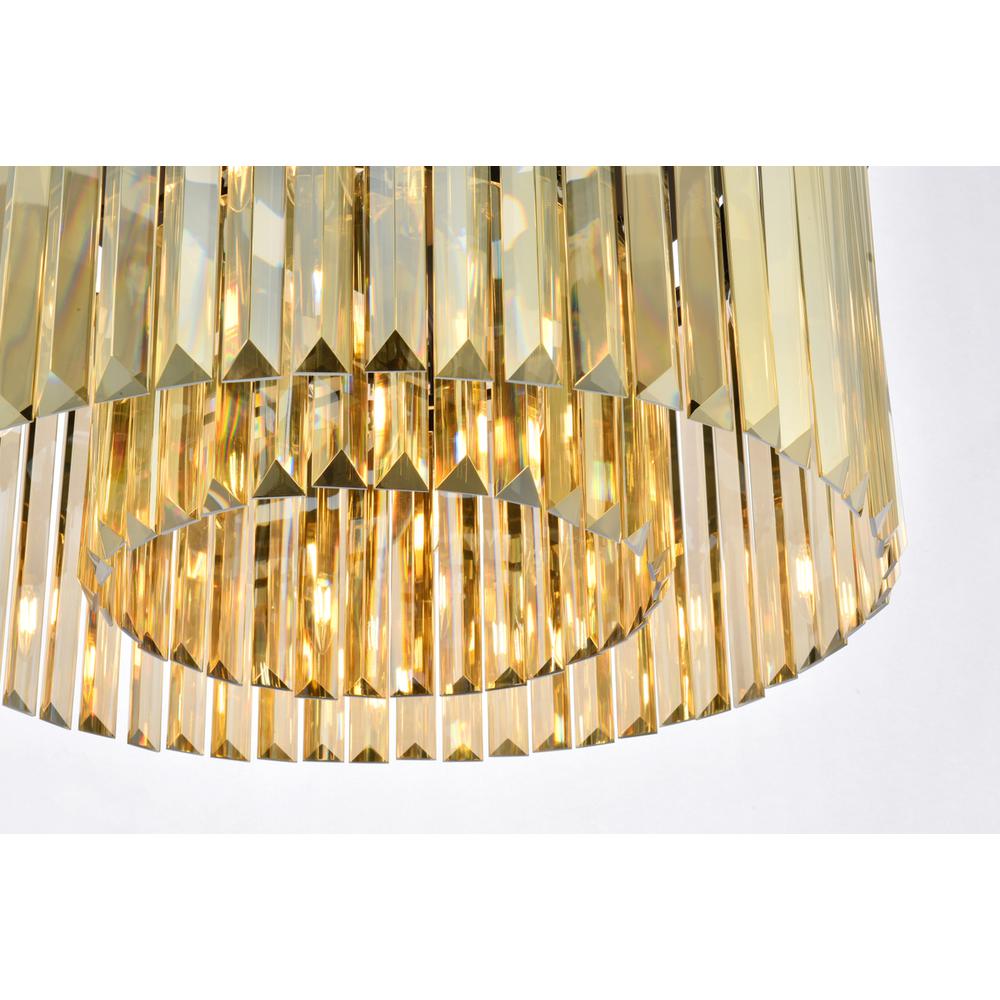 Sydney 8 light Matte Black Flush Mount Golden Teak (Smoky) Royal Cut Crystal. Picture 3