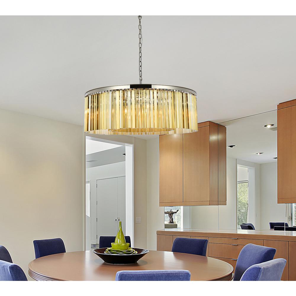 Sydney 10 light polished nickel Chandelier Golden Teak (Smoky) Royal Cut Crystal. Picture 8