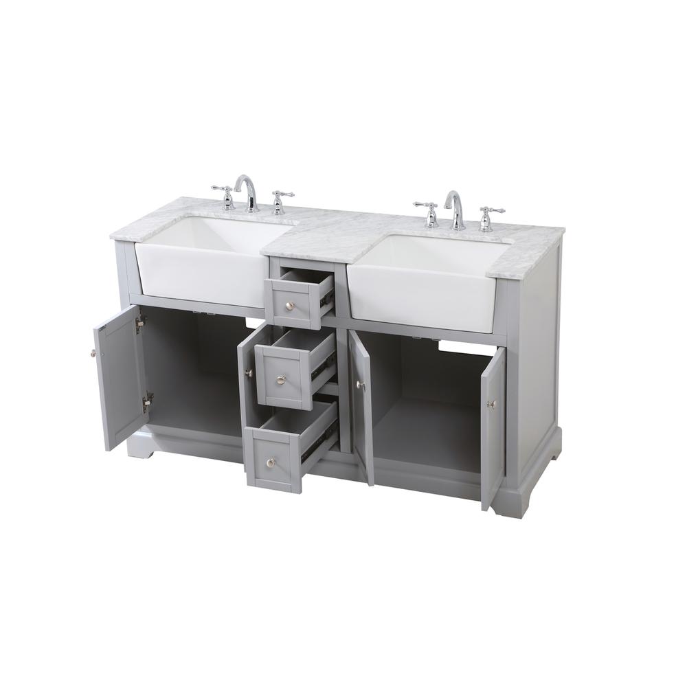 60 inch double bathroom vanity in grey. Picture 9