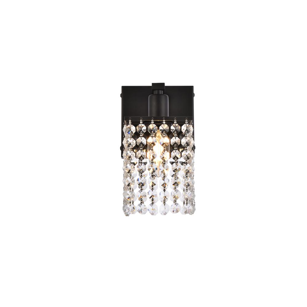 Phineas 1 light bath sconce in black with clear crystals. Picture 2