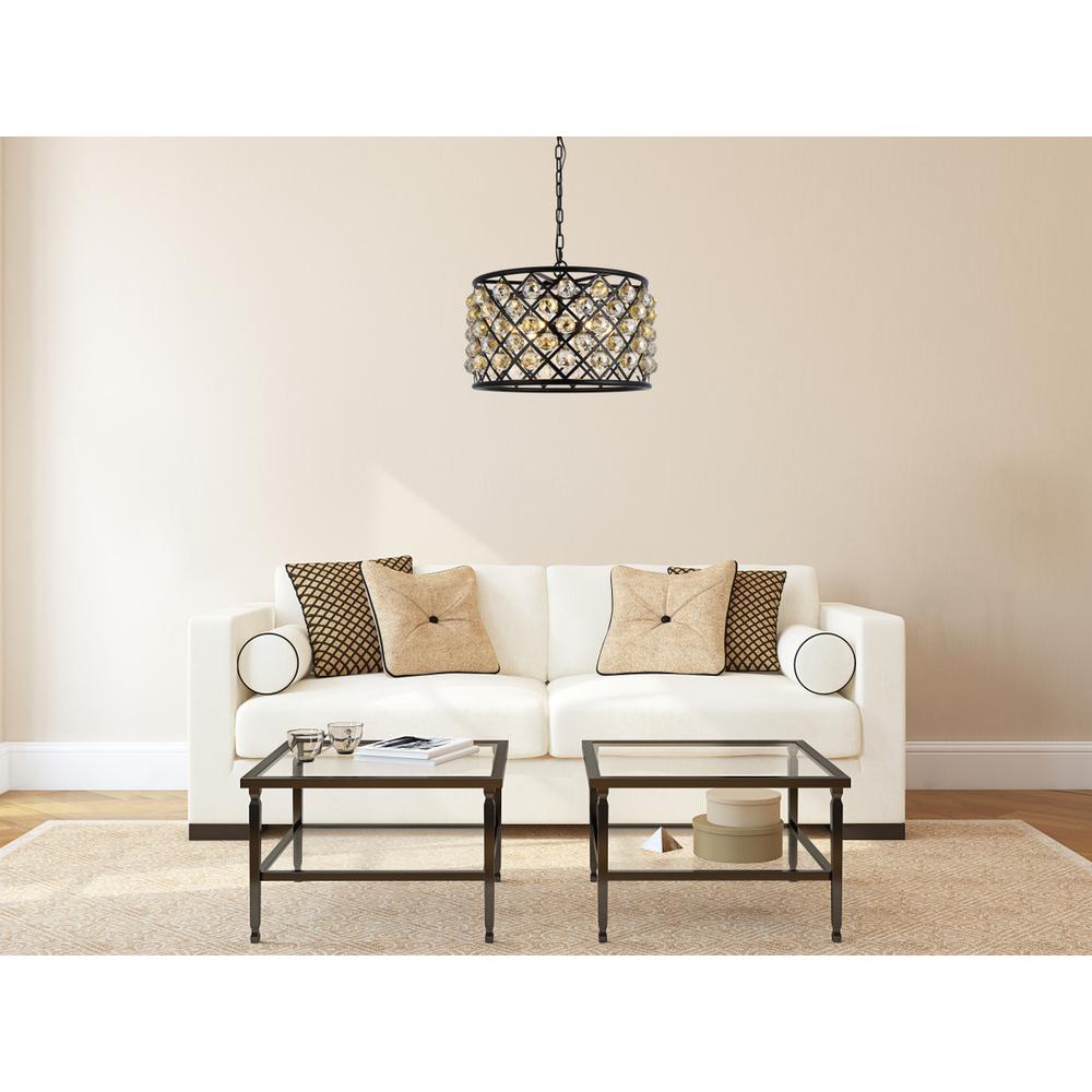 Madison 6 light Matte Black Pendant Golden Teak (Smoky) Royal Cut Crystal. Picture 7