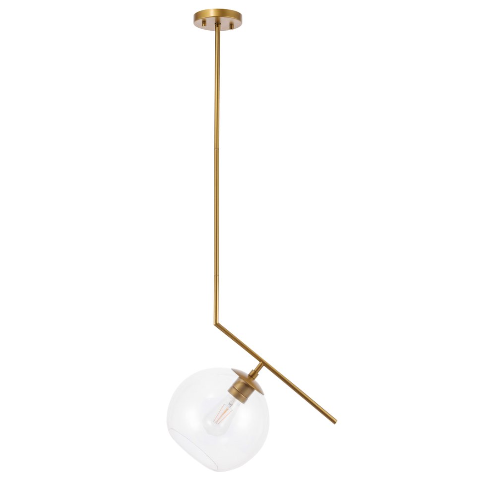 Ryland 1 Light Brass And Clear Glass Pendant. Picture 3
