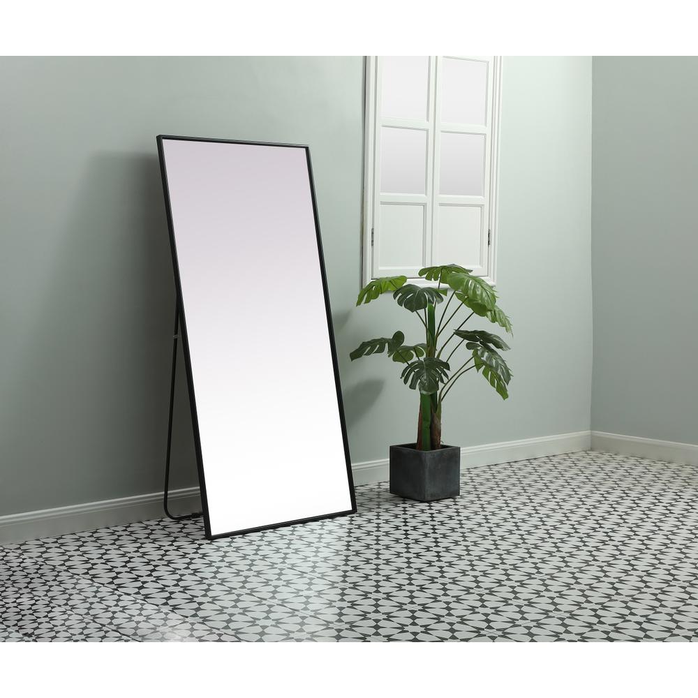 Metal Frame Rectangle Full Length Mirror 30x60 Inch in Black. Picture 2