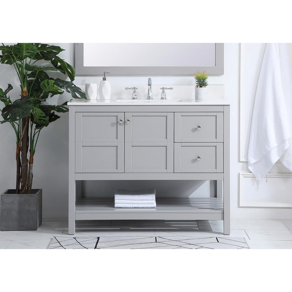 42 inch Single Bathroom Vanity in Gray with Backsplash. Picture 14