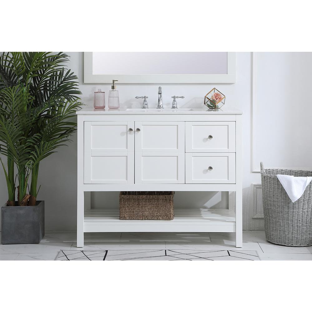 42 inch Single Bathroom Vanity in White. Picture 14