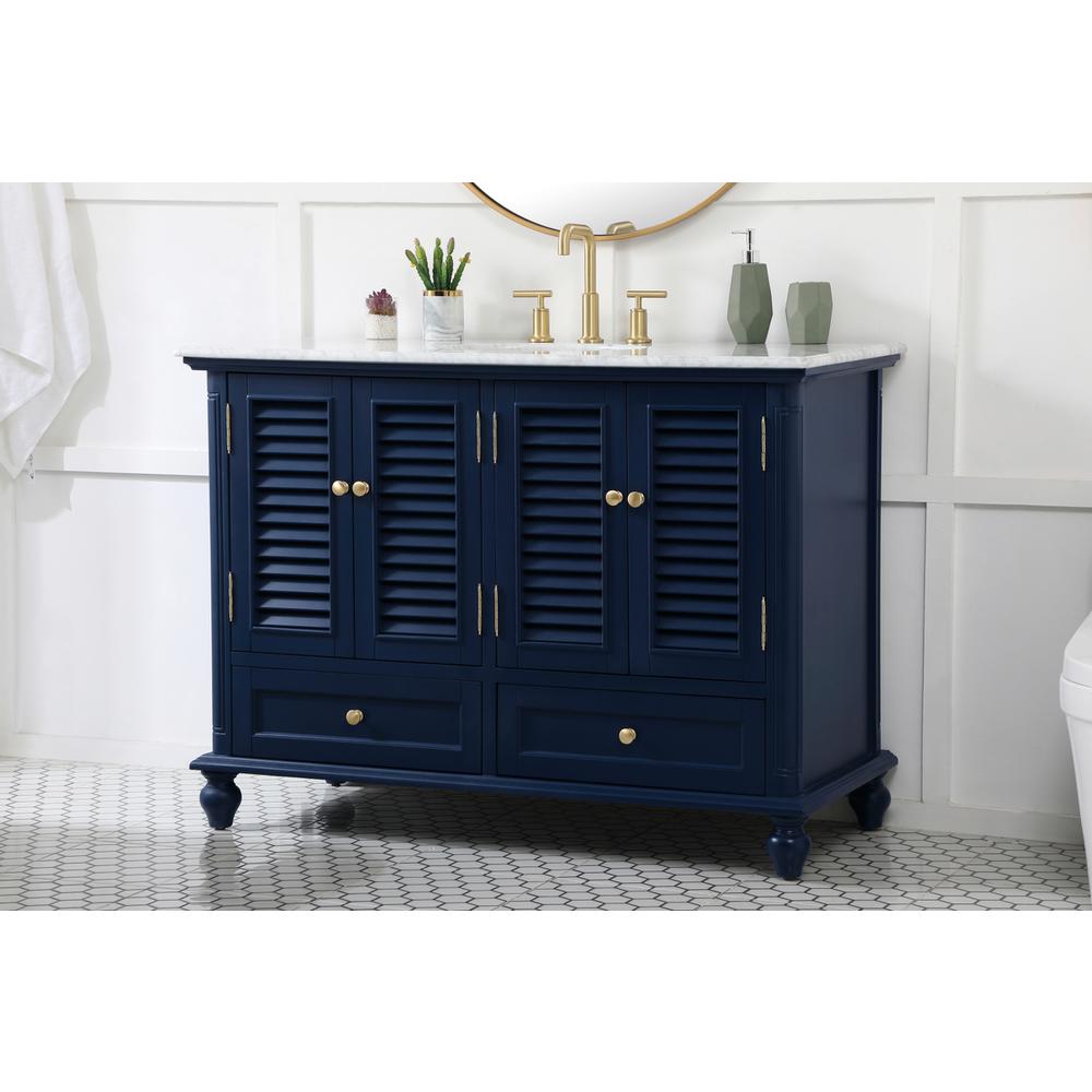 48 inch Single bathroom vanity in blue. Picture 2