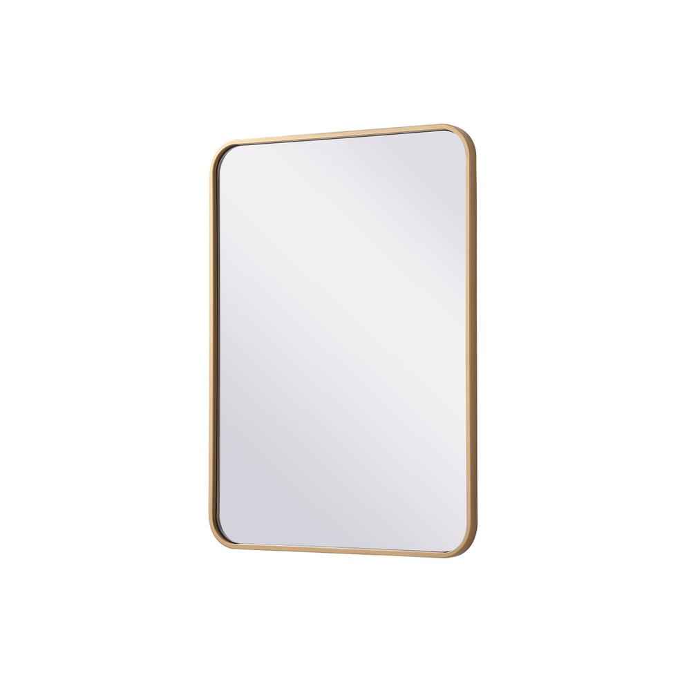 Soft corner metal rectangular mirror 22x30 inch in Brass. Picture 5