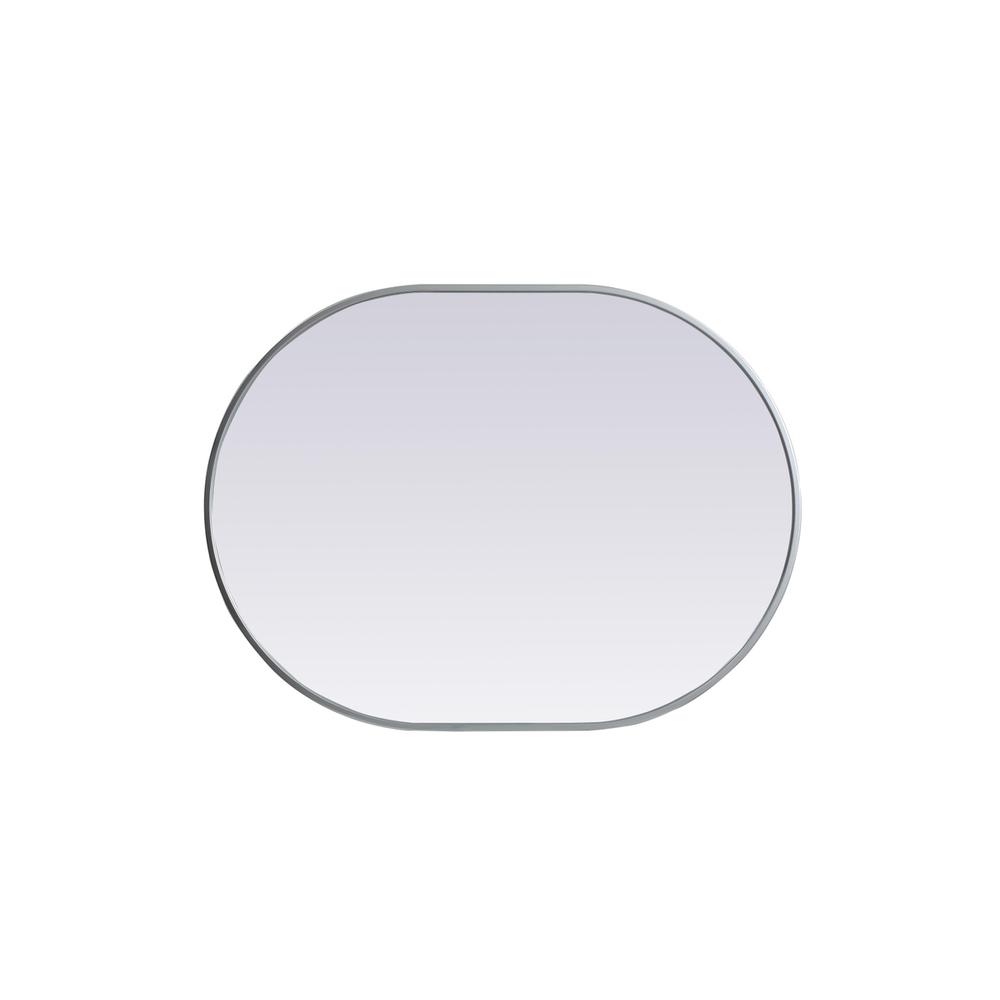 Metal Frame Oval Mirror 27x36 Inch in Silver. Picture 8